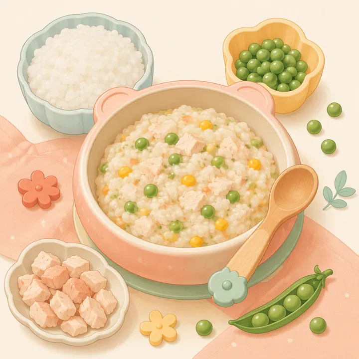 Bubur Ayam Kacang Polong Jagung (9–11 Bulan)