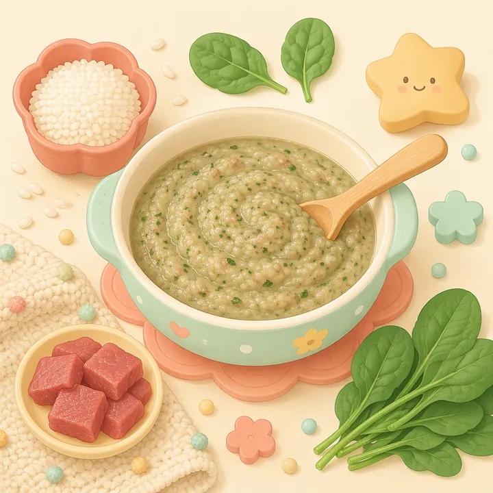 Bubur Daging Sapi Bayam (6–8 Bulan)