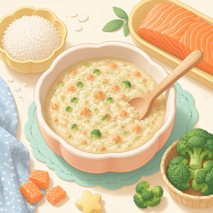 Bubur Salmon Brokoli (6–8 Bulan)