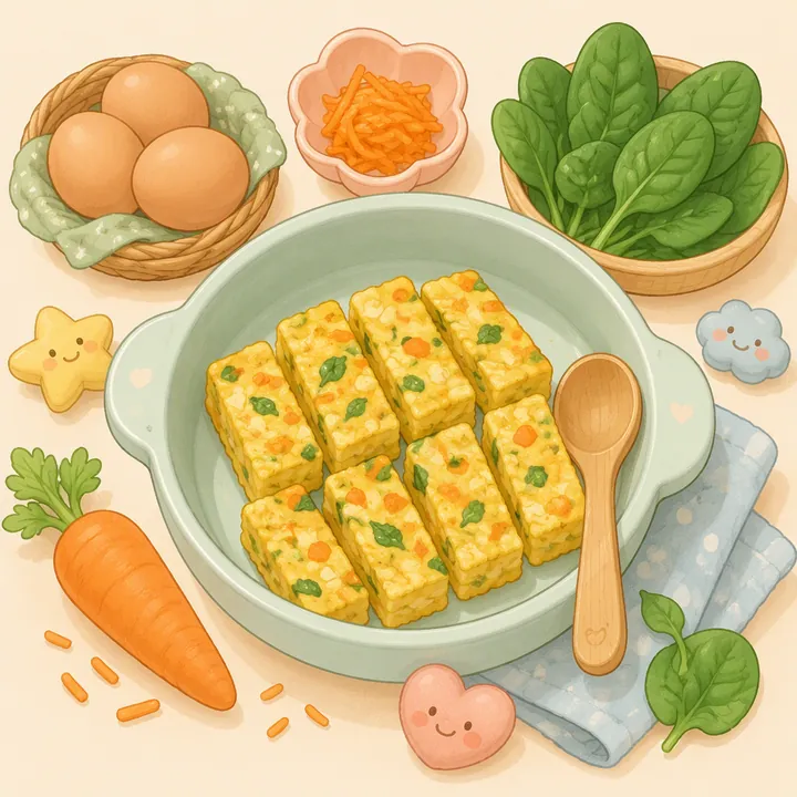 Omelet Sayur Keju Potong Jari (12–23 Bulan)