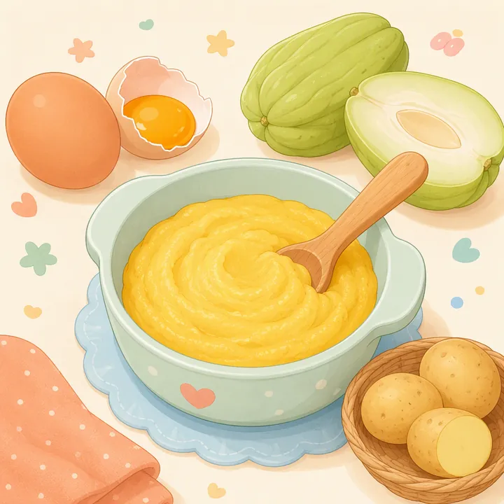 Puree Kuning Telur Labu Siam (6–8 Bulan)